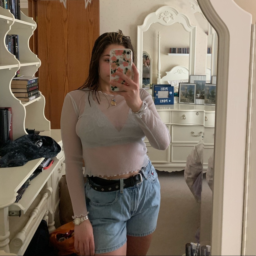 Brandy Melville sheer sparkly trendy top